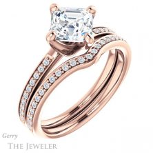 14k Rose Gold Asscher Cut Forever One Engagement Ring Setting #GTJ1022-asscher-fo-r