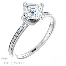 14k White Gold Asscher Cut Forever One Engagement Ring Setting #GTJ1022-asscher-fo-w 4 14k White Gold Asscher Cut Forever One Engagement Ring Setting #GTJ1022-asscher-fo-w