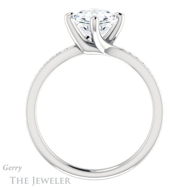 14k White Gold Asscher Cut Forever One Engagement Ring Setting #GTJ1022-asscher-fo-w 2 14k White Gold Asscher Cut Forever One Engagement Ring Setting #GTJ1022-asscher-fo-w