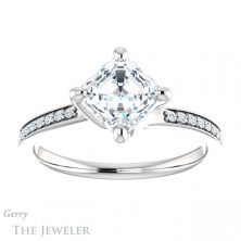 14k White Gold Asscher Cut Forever One Engagement Ring Setting #GTJ1022-asscher-fo-w 1 14k White Gold Asscher Cut Forever One Engagement Ring Setting #GTJ1022-asscher-fo-w