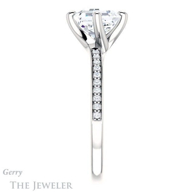 14k White Gold Asscher Cut Forever One Engagement Ring Setting #GTJ1022-asscher-fo-w 3 14k White Gold Asscher Cut Forever One Engagement Ring Setting #GTJ1022-asscher-fo-w