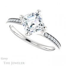 14k White Gold Asscher Cut Forever One Engagement Ring Setting #GTJ1022-asscher-fo-w 5 14k White Gold Asscher Cut Forever One Engagement Ring Setting #GTJ1022-asscher-fo-w
