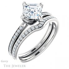 14k White Gold Asscher Cut Forever One Engagement Ring Setting #GTJ1022-asscher-fo-w 6 14k White Gold Asscher Cut Forever One Engagement Ring Setting #GTJ1022-asscher-fo-w