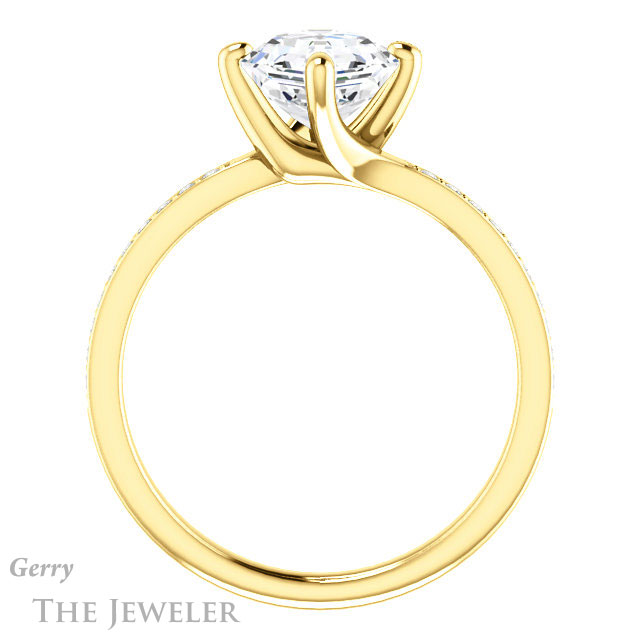 14k Yellow Gold Asscher Cut Forever One Engagement Ring Setting #GTJ1022-asscher-fo-y