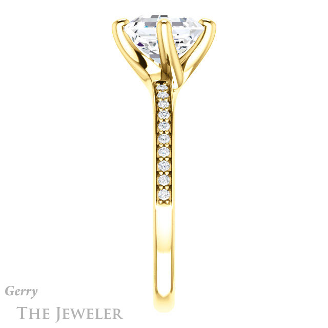 14k Yellow Gold Asscher Cut Forever One Engagement Ring Setting #GTJ1022-asscher-fo-y