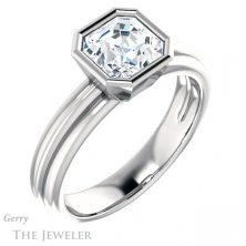 14k White Gold Asscher Cut Forever One Engagement Ring Setting #GTJ1023-asscher-fo-w