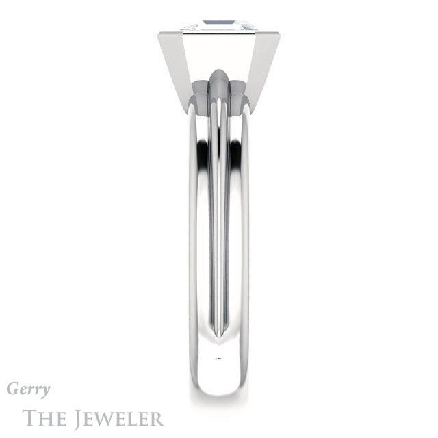 14k White Gold Asscher Cut Forever One Engagement Ring Setting #GTJ1023-asscher-fo-w