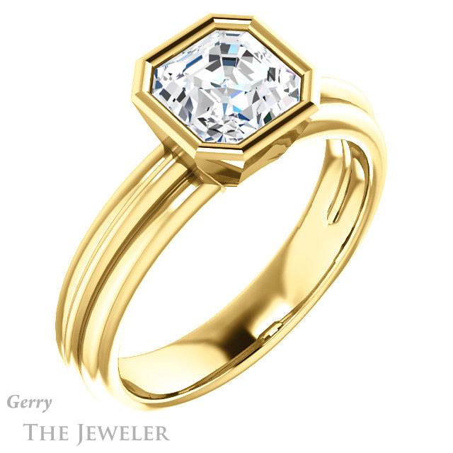 14k Yellow Gold Asscher Cut Forever One Engagement Ring Setting #GTJ1023-asscher-fo-y 4 14k Yellow Gold Asscher Cut Forever One Engagement Ring Setting #GTJ1023-asscher-fo-y