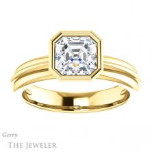 14k Yellow Gold Asscher Cut Forever One Engagement Ring Setting #GTJ1023-asscher-fo-y 1 14k Yellow Gold Asscher Cut Forever One Engagement Ring Setting #GTJ1023-asscher-fo-y