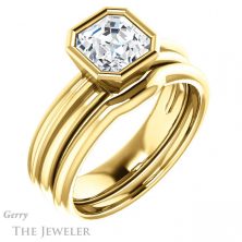 14k Yellow Gold Asscher Cut Forever One Engagement Ring Setting #GTJ1023-asscher-fo-y 6 14k Yellow Gold Asscher Cut Forever One Engagement Ring Setting #GTJ1023-asscher-fo-y
