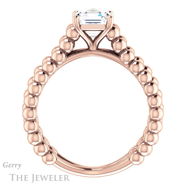 14k Rose Gold Asscher Cut Forever One Engagement Ring Setting #GTJ1024-asscher-fo-r