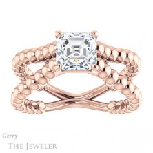 14k Rose Gold Asscher Cut Forever One Engagement Ring Setting #GTJ1024-asscher-fo-r