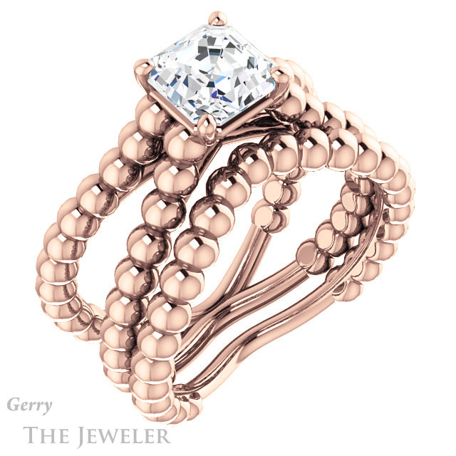 14k Rose Gold Asscher Cut Forever One Engagement Ring Setting #GTJ1024-asscher-fo-r