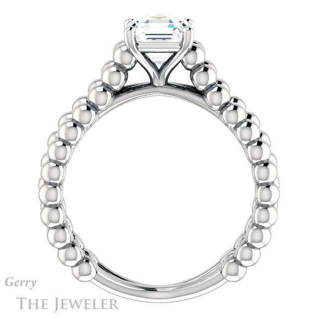 14k White Gold Asscher Cut Forever One Engagement Ring Setting #GTJ1024-asscher-fo-w