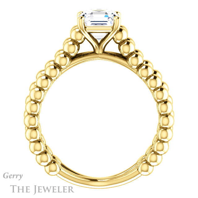 14k Yellow Gold Asscher Cut Forever One Engagement Ring Setting #GTJ1024-asscher-fo-y 2 14k Yellow Gold Asscher Cut Forever One Engagement Ring Setting #GTJ1024-asscher-fo-y