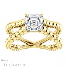 14k Yellow Gold Asscher Cut Forever One Engagement Ring Setting #GTJ1024-asscher-fo-y 1 14k Yellow Gold Asscher Cut Forever One Engagement Ring Setting #GTJ1024-asscher-fo-y