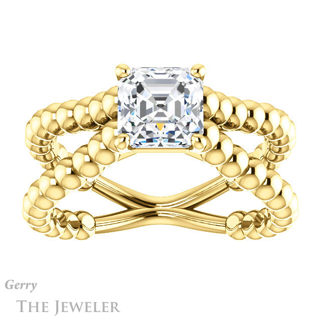 14k Yellow Gold Asscher Cut Forever One Engagement Ring Setting #GTJ1024-asscher-fo-y 1 14k Yellow Gold Asscher Cut Forever One Engagement Ring Setting #GTJ1024-asscher-fo-y