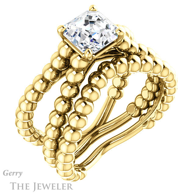 14k Yellow Gold Asscher Cut Forever One Engagement Ring Setting #GTJ1024-asscher-fo-y 6 14k Yellow Gold Asscher Cut Forever One Engagement Ring Setting #GTJ1024-asscher-fo-y
