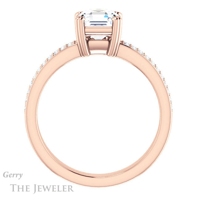 14k Rose Gold Asscher Cut Forever One Engagement Ring Setting #GTJ1027-asscher-fo-r