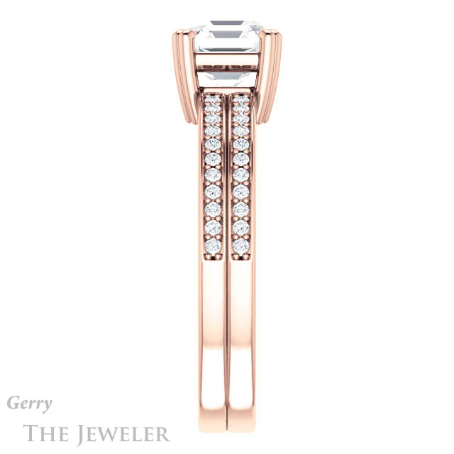 14k Rose Gold Asscher Cut Forever One Engagement Ring Setting #GTJ1027-asscher-fo-r