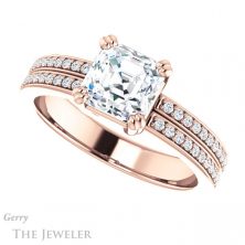 14k Rose Gold Asscher Cut Forever One Engagement Ring Setting #GTJ1027-asscher-fo-r