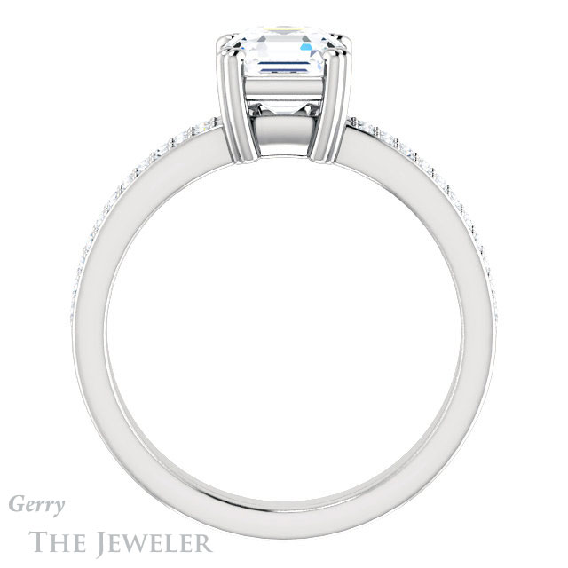 14k White Gold Asscher Cut Forever One Engagement Ring Setting #GTJ1027-asscher-fo-w