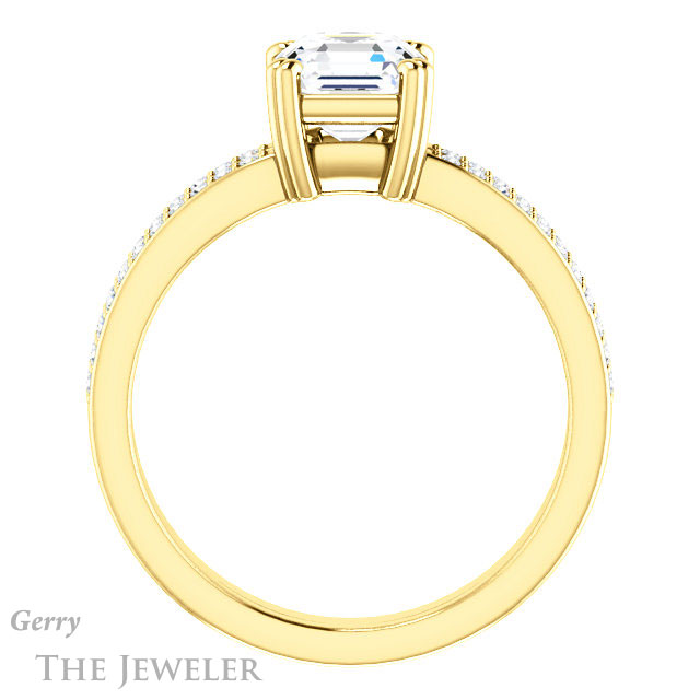 14k Yellow Gold Asscher Cut Forever One Engagement Ring Setting #GTJ1027-asscher-fo-y