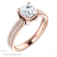14k Rose Gold Asscher Cut Forever One Engagement Ring Setting #GTJ1030-asscher-fo-r