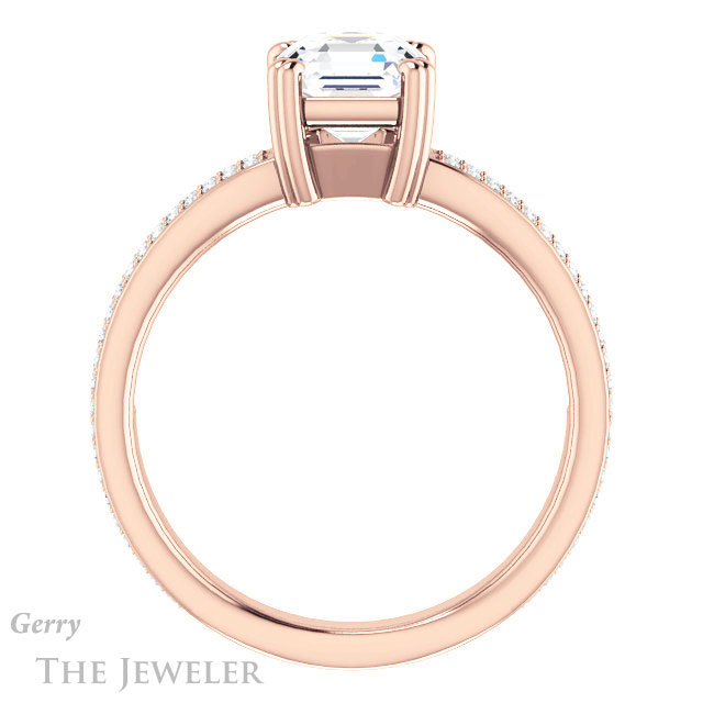 14k Rose Gold Asscher Cut Forever One Engagement Ring Setting #GTJ1030-asscher-fo-r