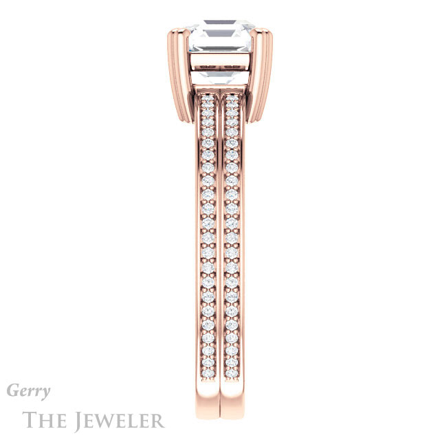 14k Rose Gold Asscher Cut Forever One Engagement Ring Setting #GTJ1030-asscher-fo-r