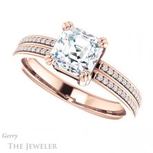 14k Rose Gold Asscher Cut Forever One Engagement Ring Setting #GTJ1030-asscher-fo-r