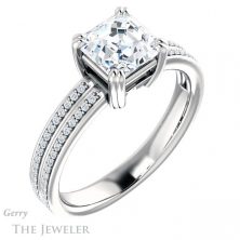 14k White Gold Asscher Cut Forever One Engagement Ring Setting #GTJ1030-asscher-fo-w