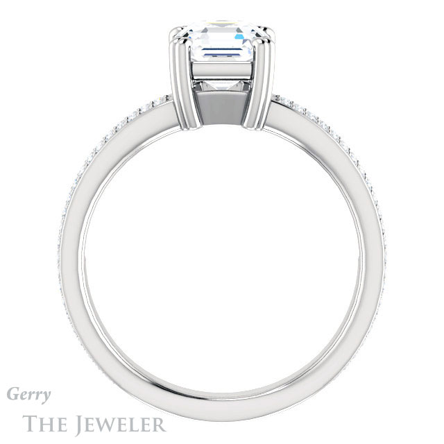 14k White Gold Asscher Cut Forever One Engagement Ring Setting #GTJ1030-asscher-fo-w
