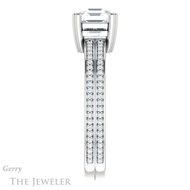 14k White Gold Asscher Cut Forever One Engagement Ring Setting #GTJ1030-asscher-fo-w