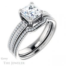 14k White Gold Asscher Cut Forever One Engagement Ring Setting #GTJ1030-asscher-fo-w