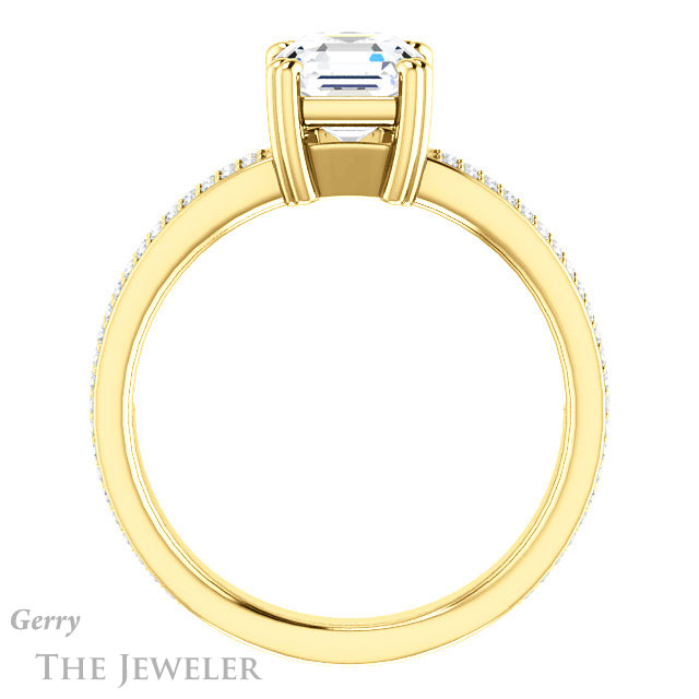 14k Yellow Gold Asscher Cut Forever One Engagement Ring Setting #GTJ1030-asscher-fo-y