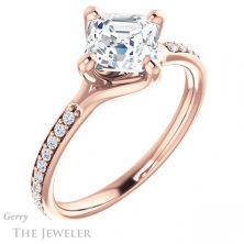 14k Rose Gold Asscher Cut Forever One Engagement Ring Setting #GTJ1031-asscher-fo-r 4 14k Rose Gold Asscher Cut Forever One Engagement Ring Setting #GTJ1031-asscher-fo-r