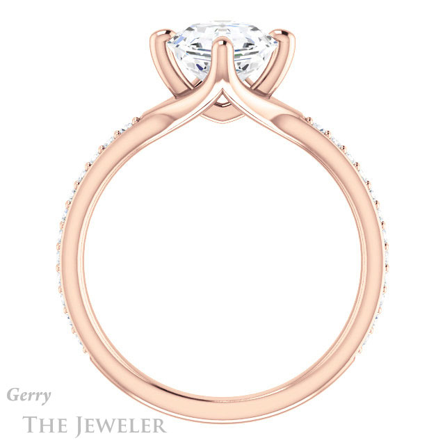 14k Rose Gold Asscher Cut Forever One Engagement Ring Setting #GTJ1031-asscher-fo-r
