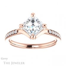 14k Rose Gold Asscher Cut Forever One Engagement Ring Setting #GTJ1031-asscher-fo-r 1 14k Rose Gold Asscher Cut Forever One Engagement Ring Setting #GTJ1031-asscher-fo-r