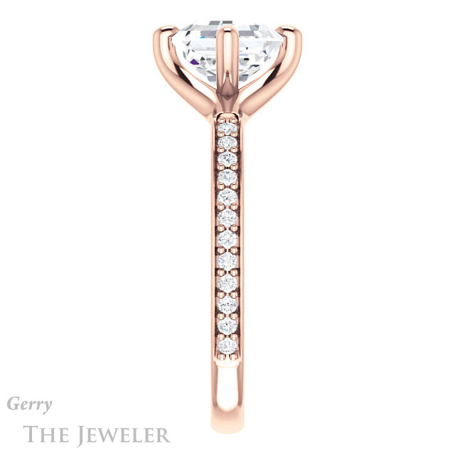 14k Rose Gold Asscher Cut Forever One Engagement Ring Setting #GTJ1031-asscher-fo-r 3 14k Rose Gold Asscher Cut Forever One Engagement Ring Setting #GTJ1031-asscher-fo-r
