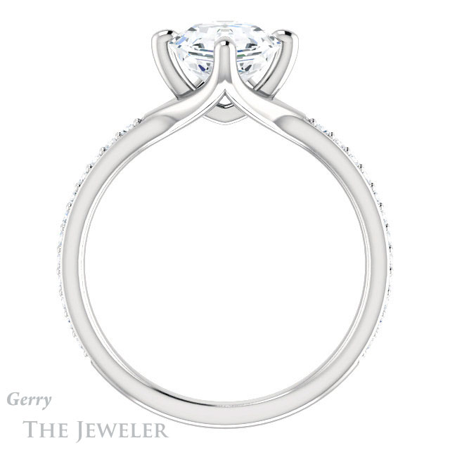 14k White Gold Asscher Cut Forever One Engagement Ring Setting #GTJ1031-asscher-fo-w