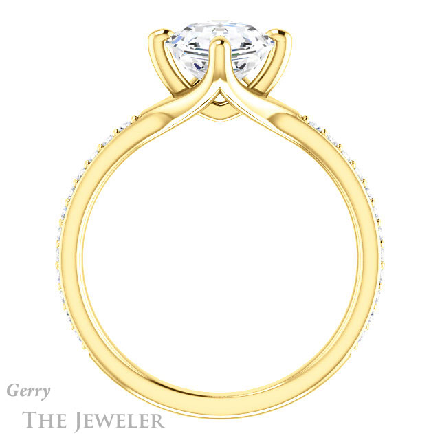 14k Yellow Gold Asscher Cut Forever One Engagement Ring Setting #GTJ1031-asscher-fo-y 2 14k Yellow Gold Asscher Cut Forever One Engagement Ring Setting #GTJ1031-asscher-fo-y