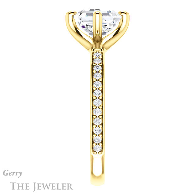 14k Yellow Gold Asscher Cut Forever One Engagement Ring Setting #GTJ1031-asscher-fo-y 3 14k Yellow Gold Asscher Cut Forever One Engagement Ring Setting #GTJ1031-asscher-fo-y