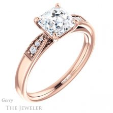 14k Rose Gold Asscher Cut Forever One Engagement Ring Setting #GTJ1033-asscher-fo-r 4 14k Rose Gold Asscher Cut Forever One Engagement Ring Setting #GTJ1033-asscher-fo-r