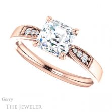 14k Rose Gold Asscher Cut Forever One Engagement Ring Setting #GTJ1033-asscher-fo-r 5 14k Rose Gold Asscher Cut Forever One Engagement Ring Setting #GTJ1033-asscher-fo-r