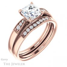 14k Rose Gold Asscher Cut Forever One Engagement Ring Setting #GTJ1033-asscher-fo-r 6 14k Rose Gold Asscher Cut Forever One Engagement Ring Setting #GTJ1033-asscher-fo-r