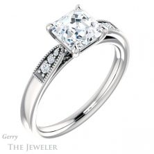 14k White Gold Asscher Cut Forever One Engagement Ring Setting #GTJ1033-asscher-fo-w 4 14k White Gold Asscher Cut Forever One Engagement Ring Setting #GTJ1033-asscher-fo-w