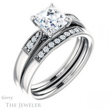 14k White Gold Asscher Cut Forever One Engagement Ring Setting #GTJ1033-asscher-fo-w 6 14k White Gold Asscher Cut Forever One Engagement Ring Setting #GTJ1033-asscher-fo-w