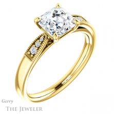 14k Yellow Gold Asscher Cut Forever One Engagement Ring Setting #GTJ1033-asscher-fo-y 4 14k Yellow Gold Asscher Cut Forever One Engagement Ring Setting #GTJ1033-asscher-fo-y