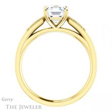 14k Yellow Gold Asscher Cut Forever One Engagement Ring Setting #GTJ1033-asscher-fo-y 2 14k Yellow Gold Asscher Cut Forever One Engagement Ring Setting #GTJ1033-asscher-fo-y